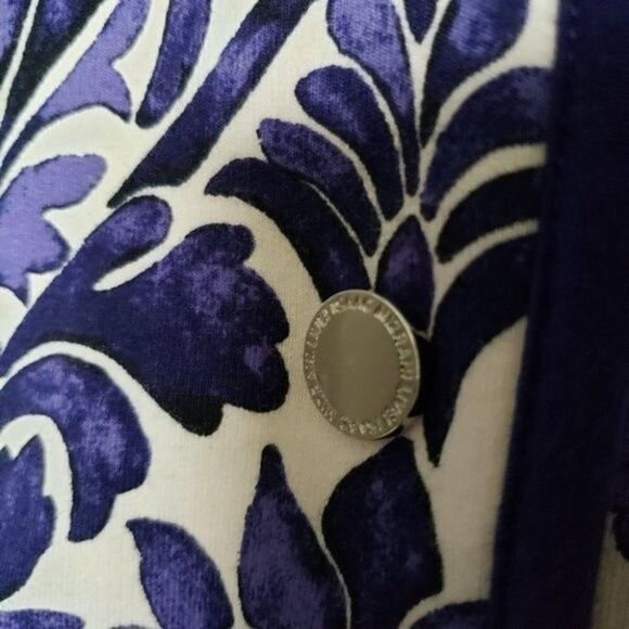 Isaac Mizrahi Floral Print Cardigan Blue Size Medium – Button Front Knit Top - Picture 10 of 14